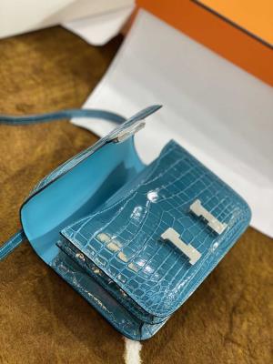 wholesale quality hermes constance 19 shinny niloticus crocodile 7w blue izmir phw